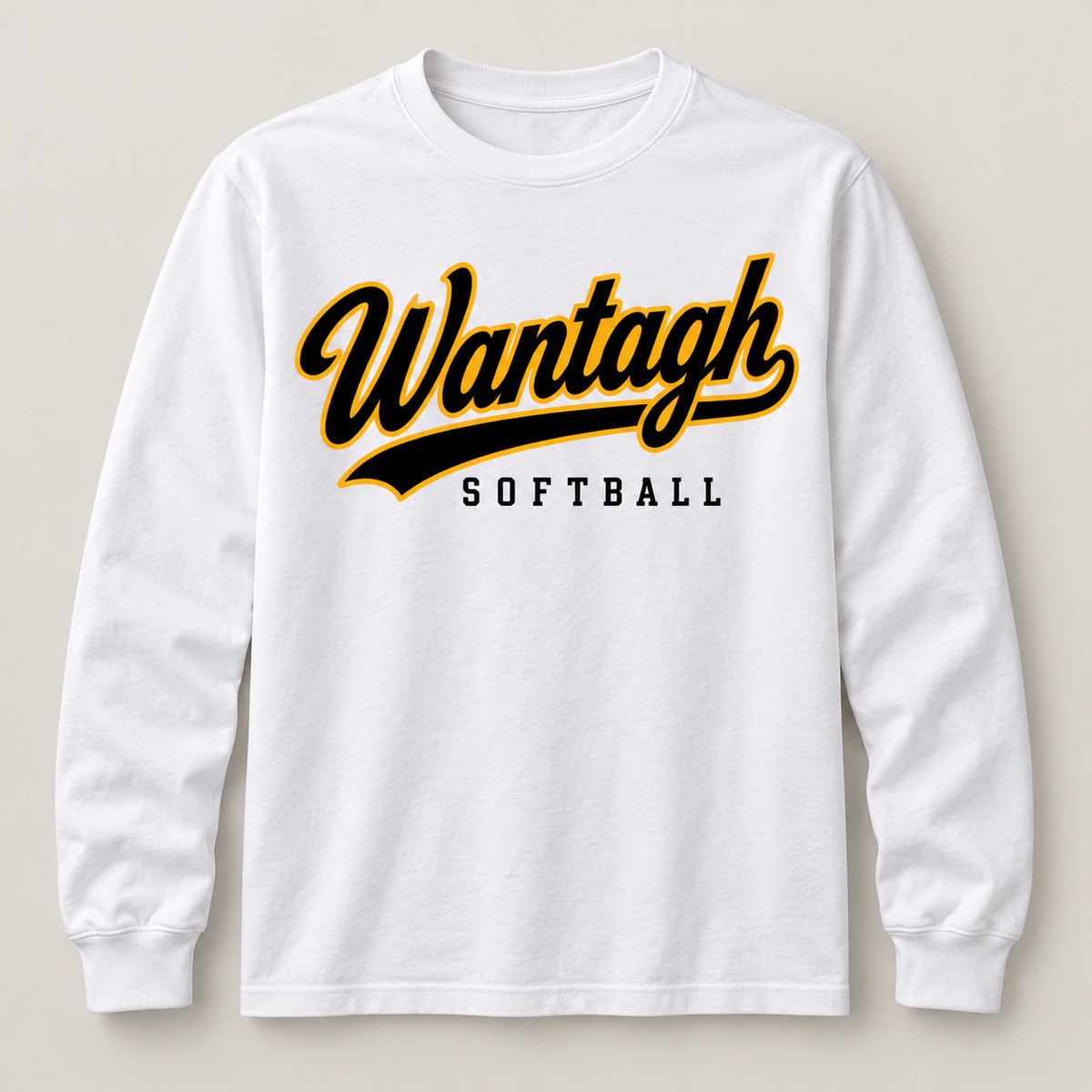Wantagh Softball Script Long Sleeve - White front