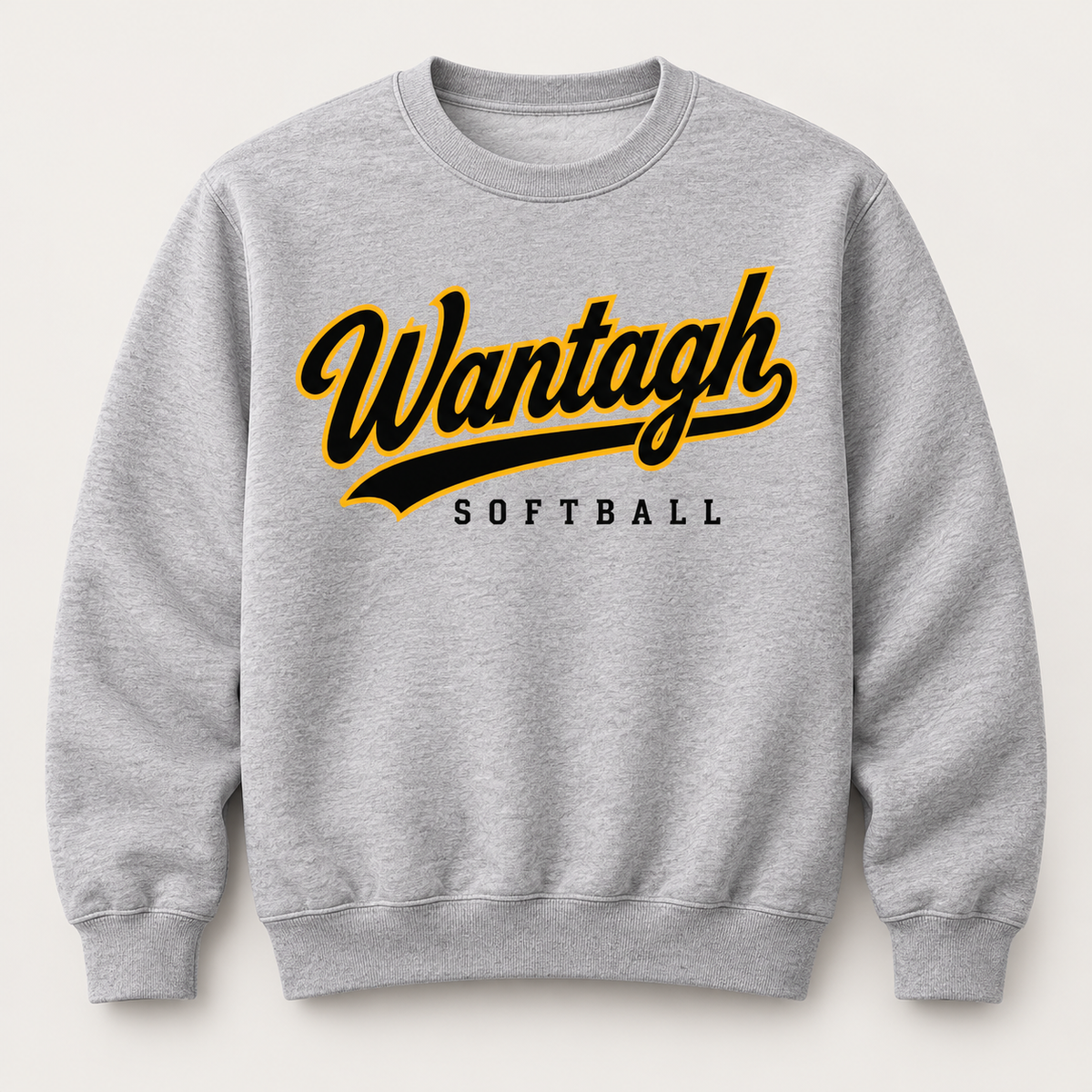 Wantagh Softball Script Crewneck - Heather Gray front