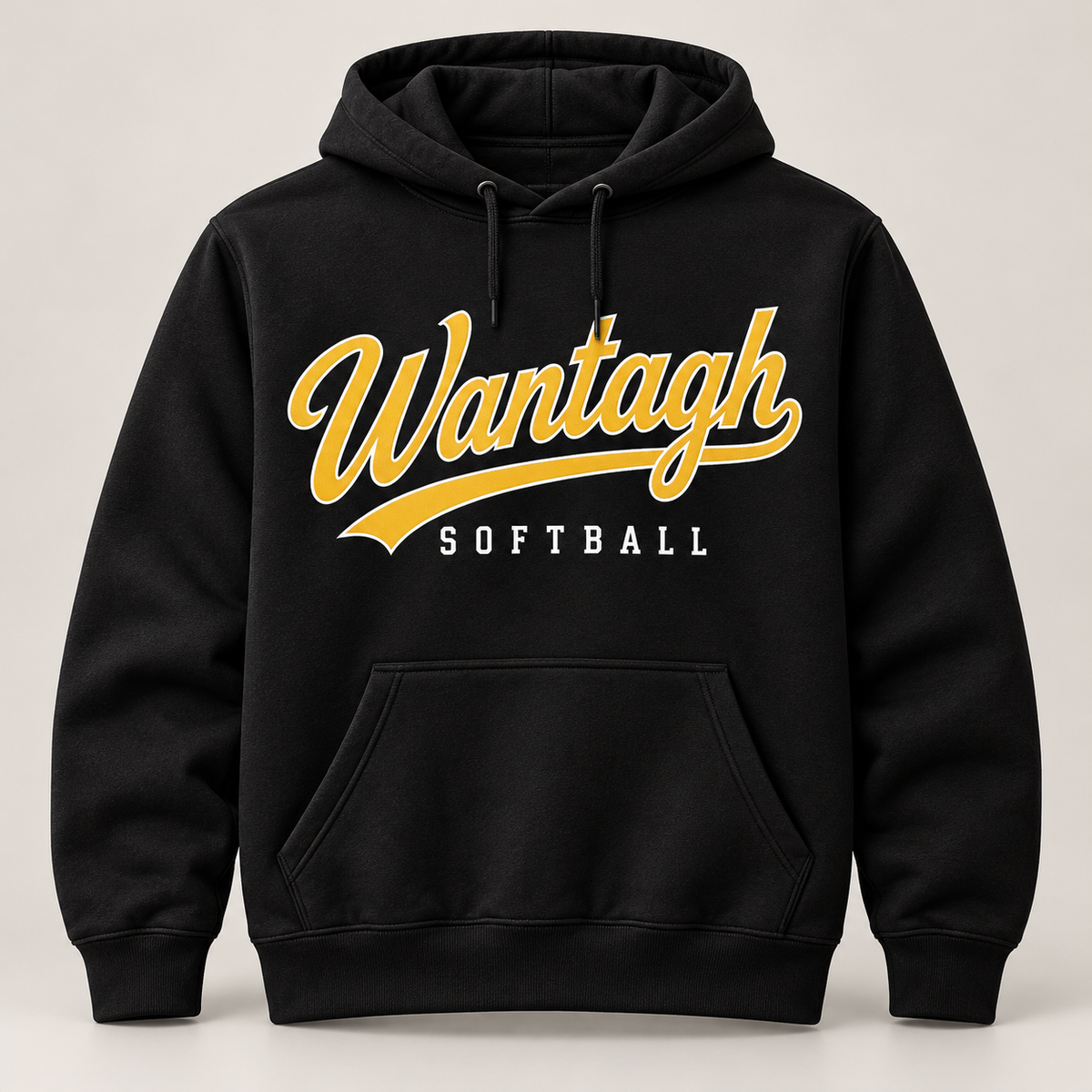 Wantagh Softball Script Hoodie - Black front
