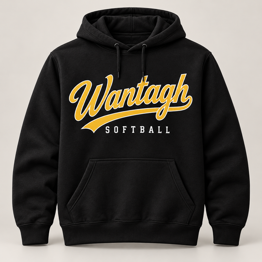 Wantagh Softball Script Hoodie - Black front