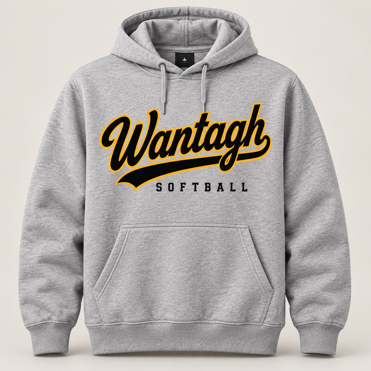 Wantagh Softball Script Hoodie - Heather Gray front