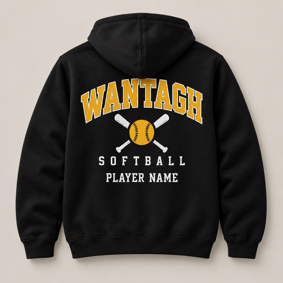 Black hoodie back - optional player name example