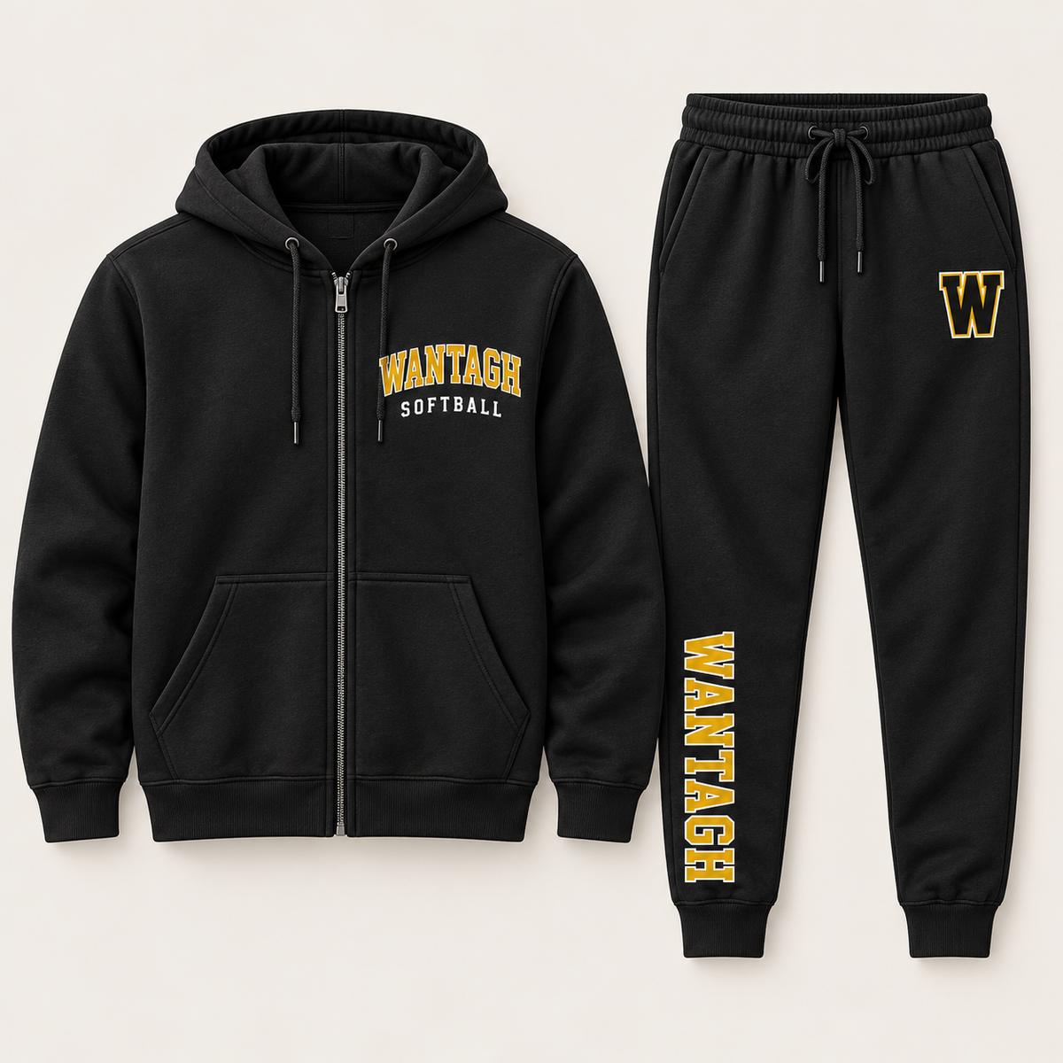 Wantagh Softball Varsity Zip-Up & Jogger Set - Black front