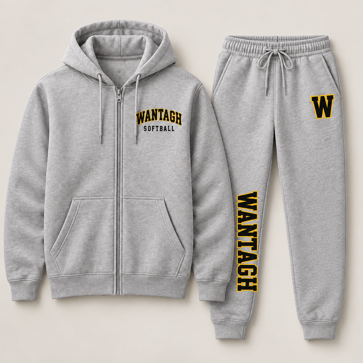 wantagh softball zip set heather gray