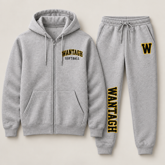wantagh softball zip set heather gray