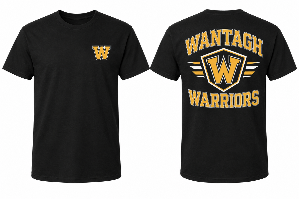 WANTAGH WARRIORS black tee front and back