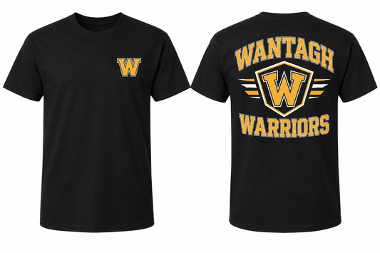 WANTAGH WARRIORS black tee front and back