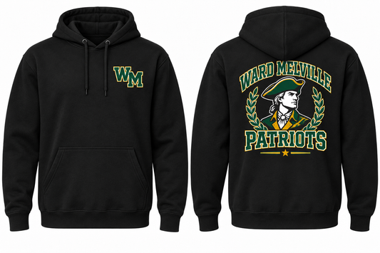 WARD MELVILLE PATRIOTS black hoodie front and back
