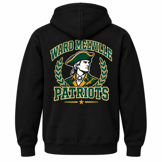 Ward Melville Varsity Hoodie — Black — single black garment back view