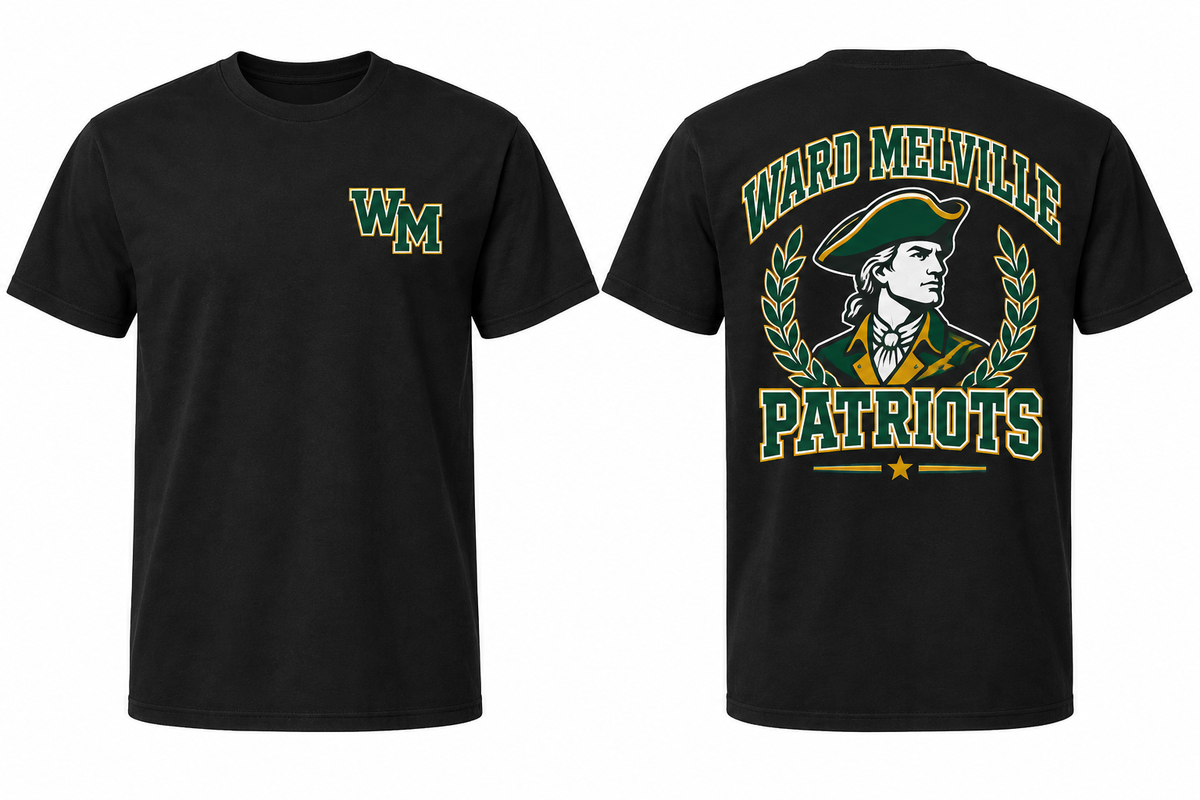 WARD MELVILLE PATRIOTS black tee front and back