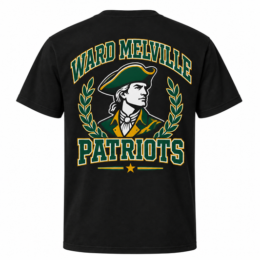 Ward Melville Varsity Tee — Black — single black garment back view