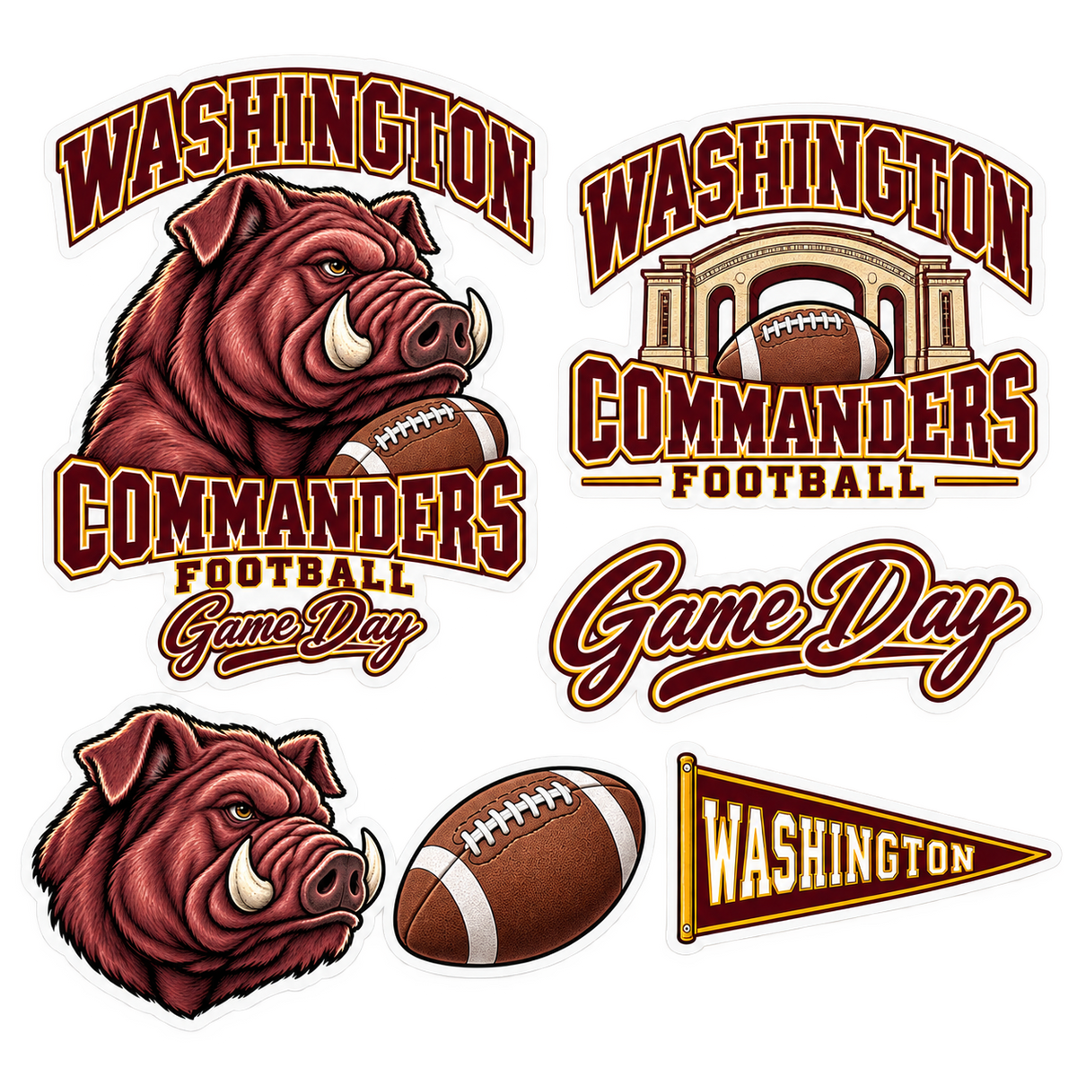 Washington Game Day Spirit 6-Piece Sticker Pack — product thumbnail