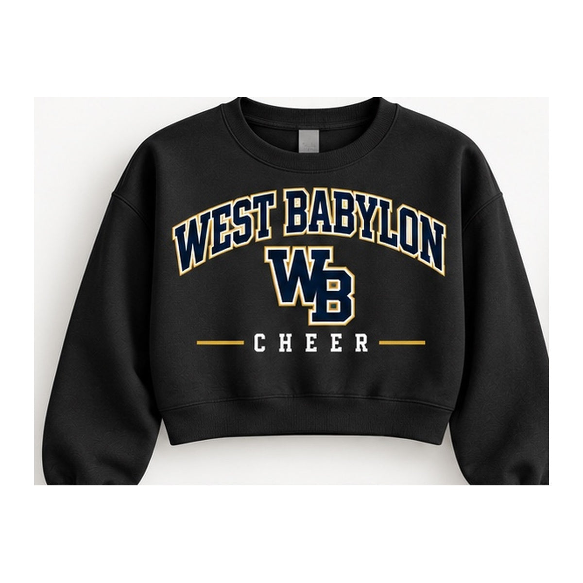 West Babylon Cheer collegiate arch cropped crewneck in black