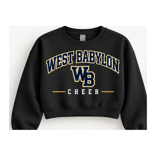 West Babylon Cheer collegiate arch cropped crewneck in black