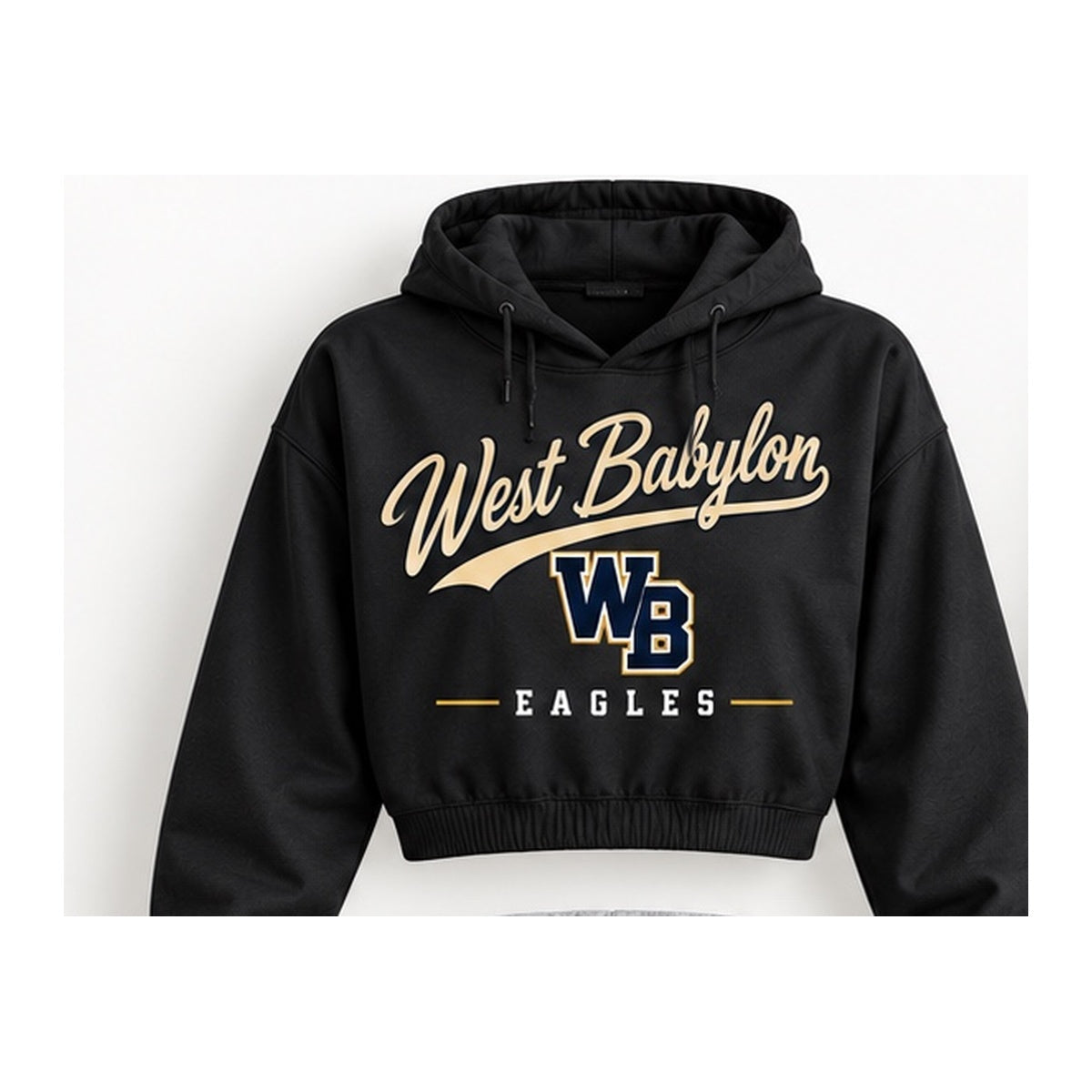 West Babylon Eagles heritage script cropped hoodie in black