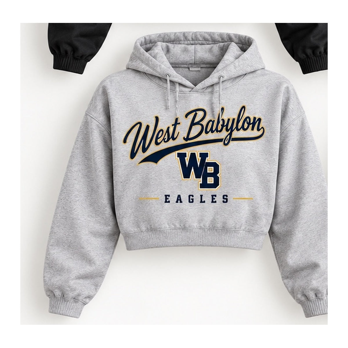 West Babylon Eagles heritage script cropped hoodie in heather gray