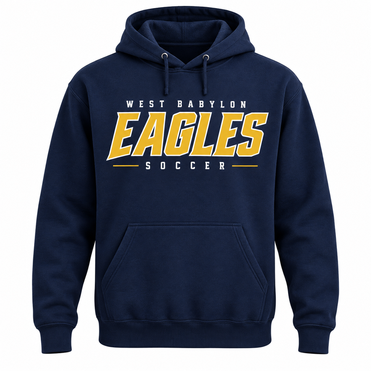 West Babylon Eagles Soccer Athletic Block Full-Front Hoodie in Navy