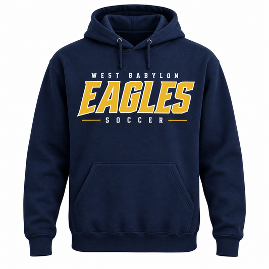 West Babylon Eagles Soccer Athletic Block Full-Front Hoodie in Navy