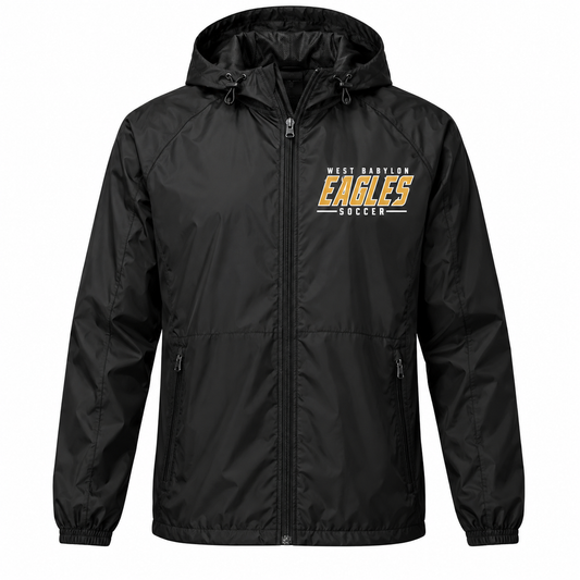 West Babylon Eagles Soccer Athletic Block Full-Zip Windbreaker in Black