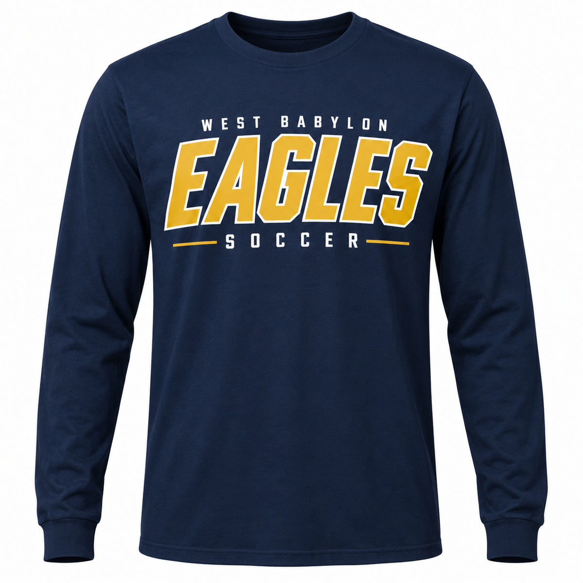 West Babylon Eagles Soccer Athletic Block Long-Sleeve T-Shirt in Navy