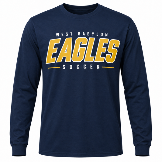 West Babylon Eagles Soccer Athletic Block Long-Sleeve T-Shirt in Navy