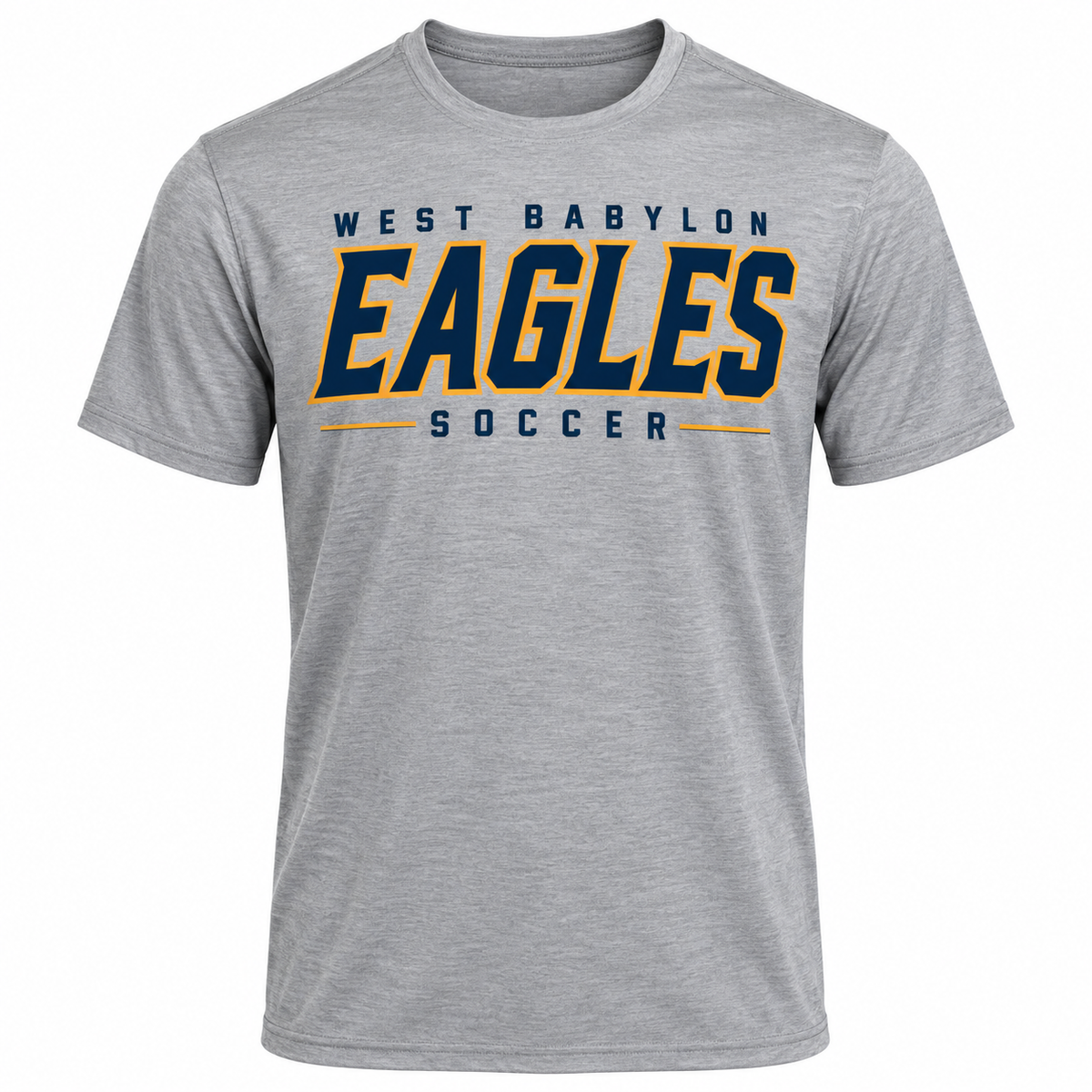 West Babylon Eagles Soccer Athletic Block Personalized Performance Shirt in Heather Gray