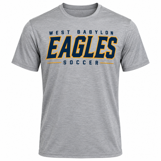 West Babylon Eagles Soccer Athletic Block Personalized Performance Shirt in Heather Gray