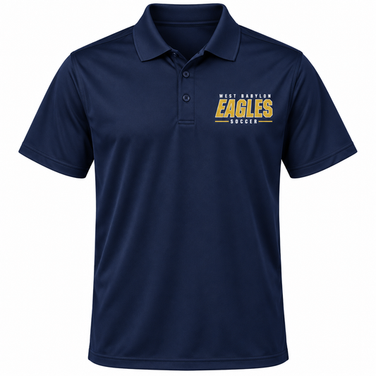 West Babylon Eagles Soccer Athletic Block Performance Polo in Navy