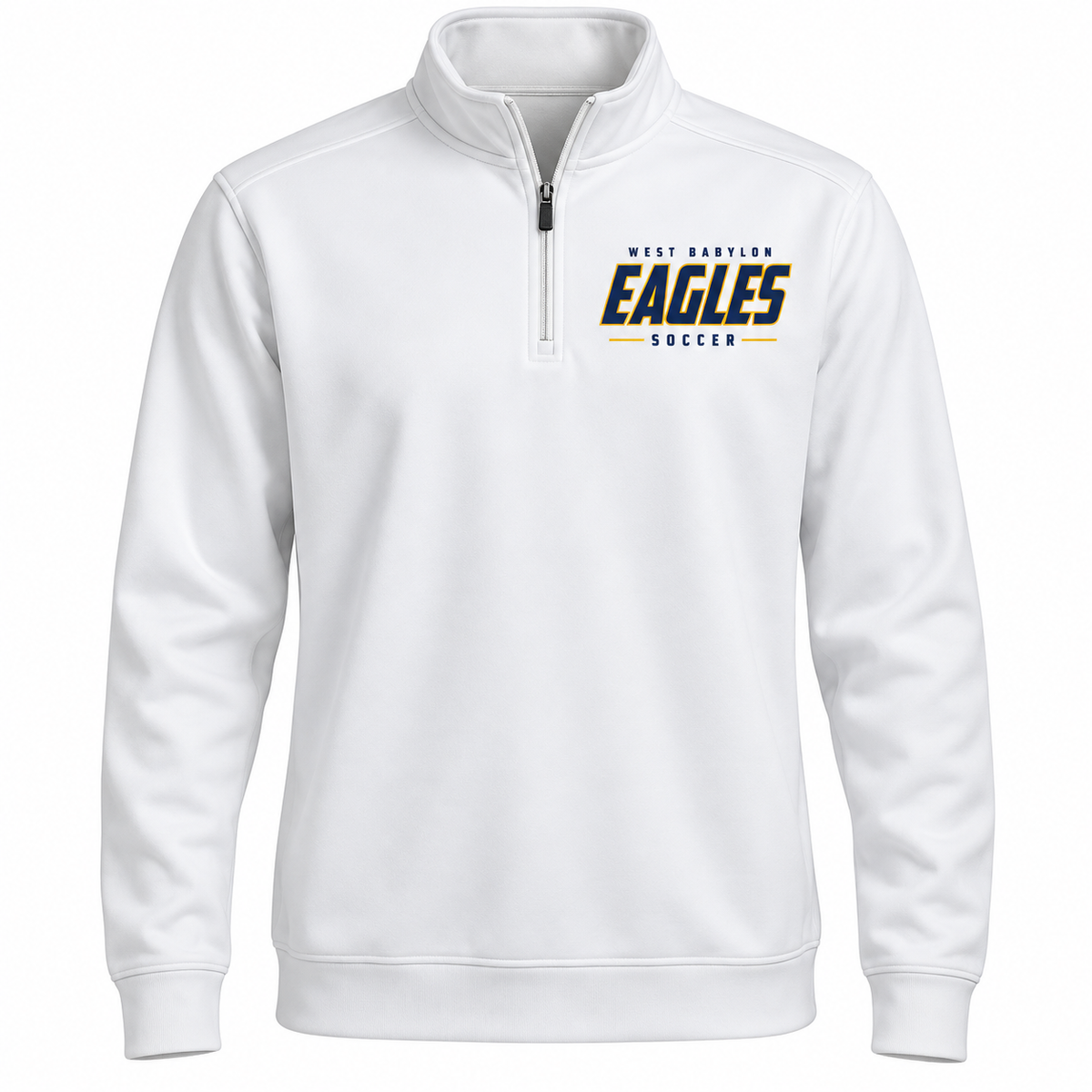 West Babylon Eagles Soccer Athletic Block Quarter-Zip Pullover in White