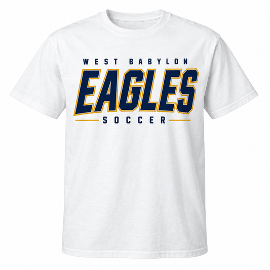West Babylon Eagles Soccer Athletic Block Everyday T-Shirt in White
