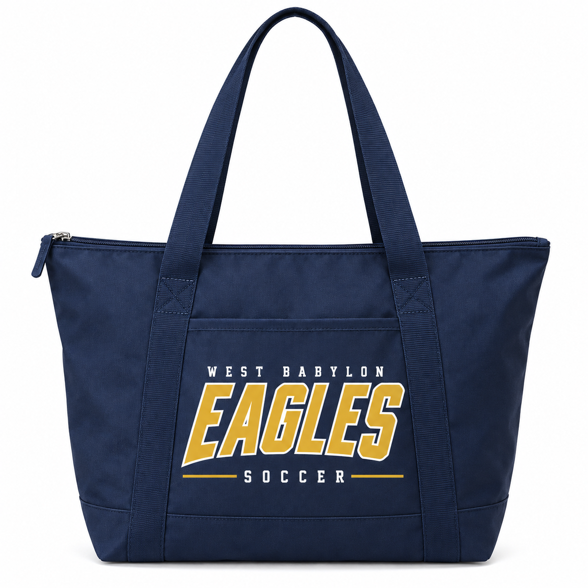 West Babylon Eagles Soccer Athletic Block Zip-Top Tote Bag in Navy