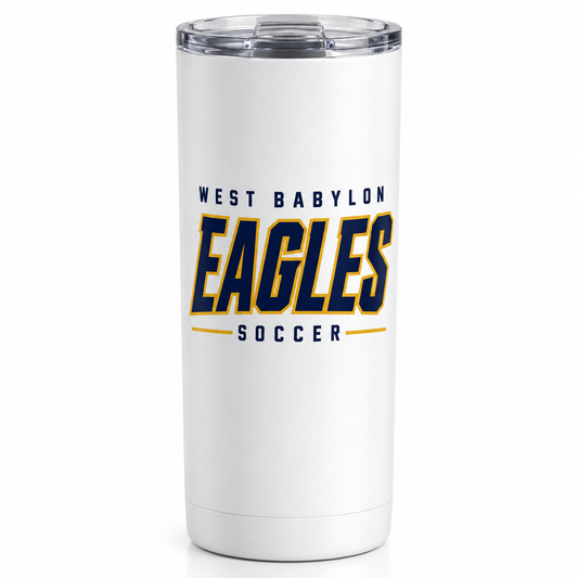 West Babylon Eagles Soccer Athletic Block 20 oz Personalized Tumbler in White