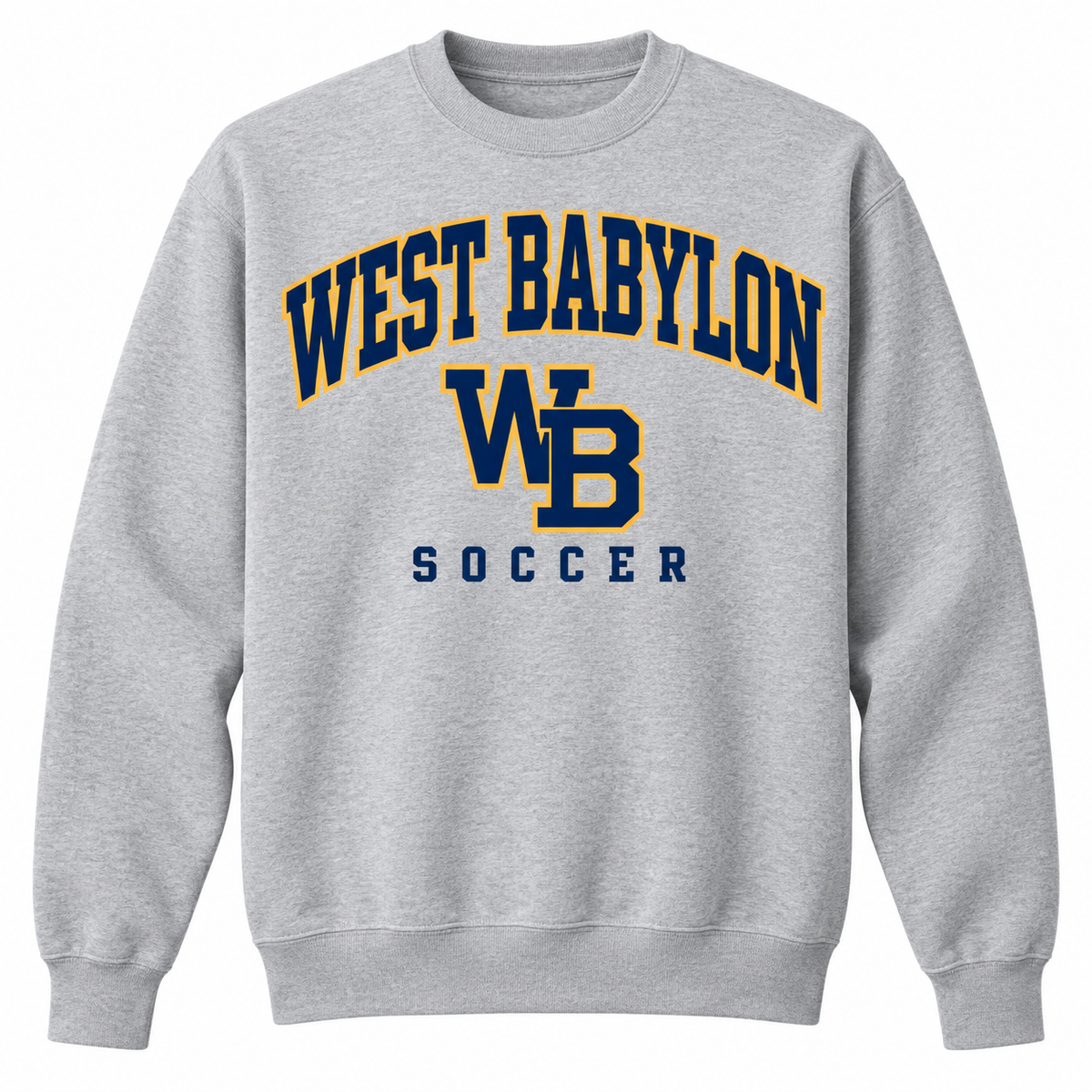 West Babylon Eagles Soccer Heritage Varsity Classic Crewneck in Heather Gray