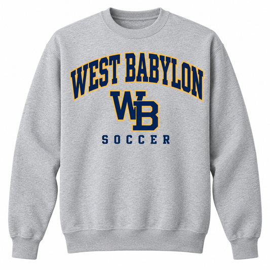West Babylon Eagles Soccer Heritage Varsity Classic Crewneck in Heather Gray
