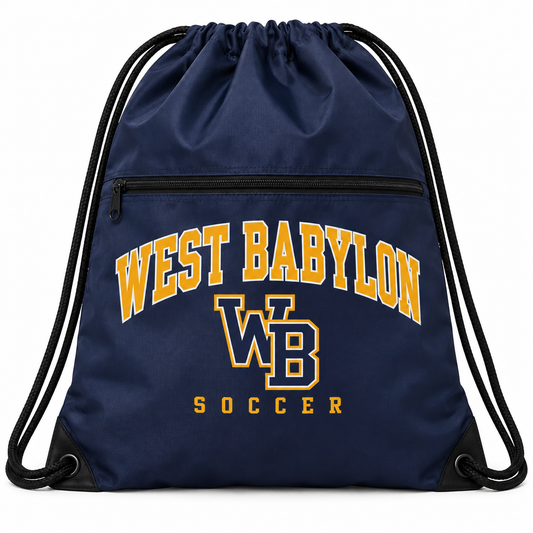 West Babylon Eagles Soccer Heritage Varsity Zip Drawstring Sport Bag in Navy
