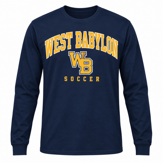 West Babylon Eagles Soccer Heritage Varsity Long-Sleeve T-Shirt in Navy