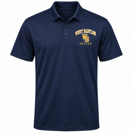 West Babylon Eagles Soccer Heritage Varsity Performance Polo in Navy