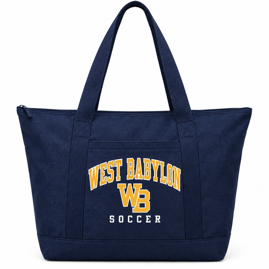 West Babylon Eagles Soccer Heritage Varsity Zip-Top Tote Bag in Navy