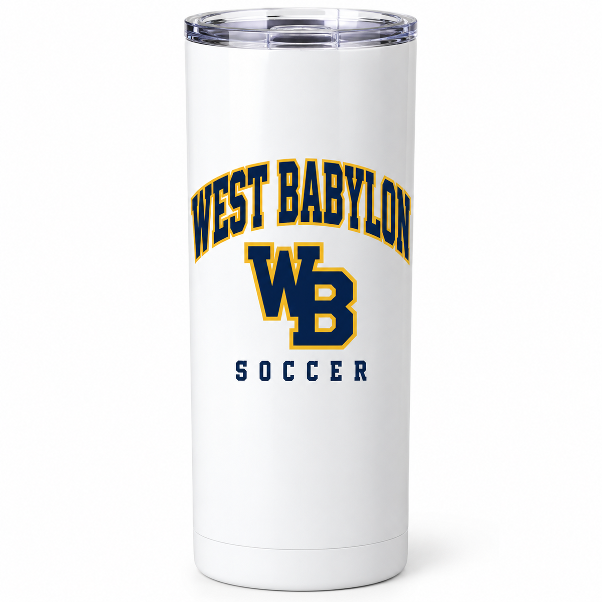 West Babylon Eagles Soccer Heritage Varsity 20 oz Personalized Tumbler in White