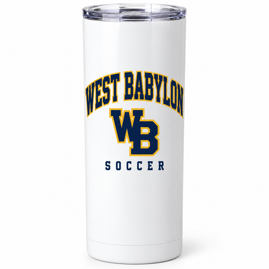 West Babylon Eagles Soccer Heritage Varsity 20 oz Personalized Tumbler in White