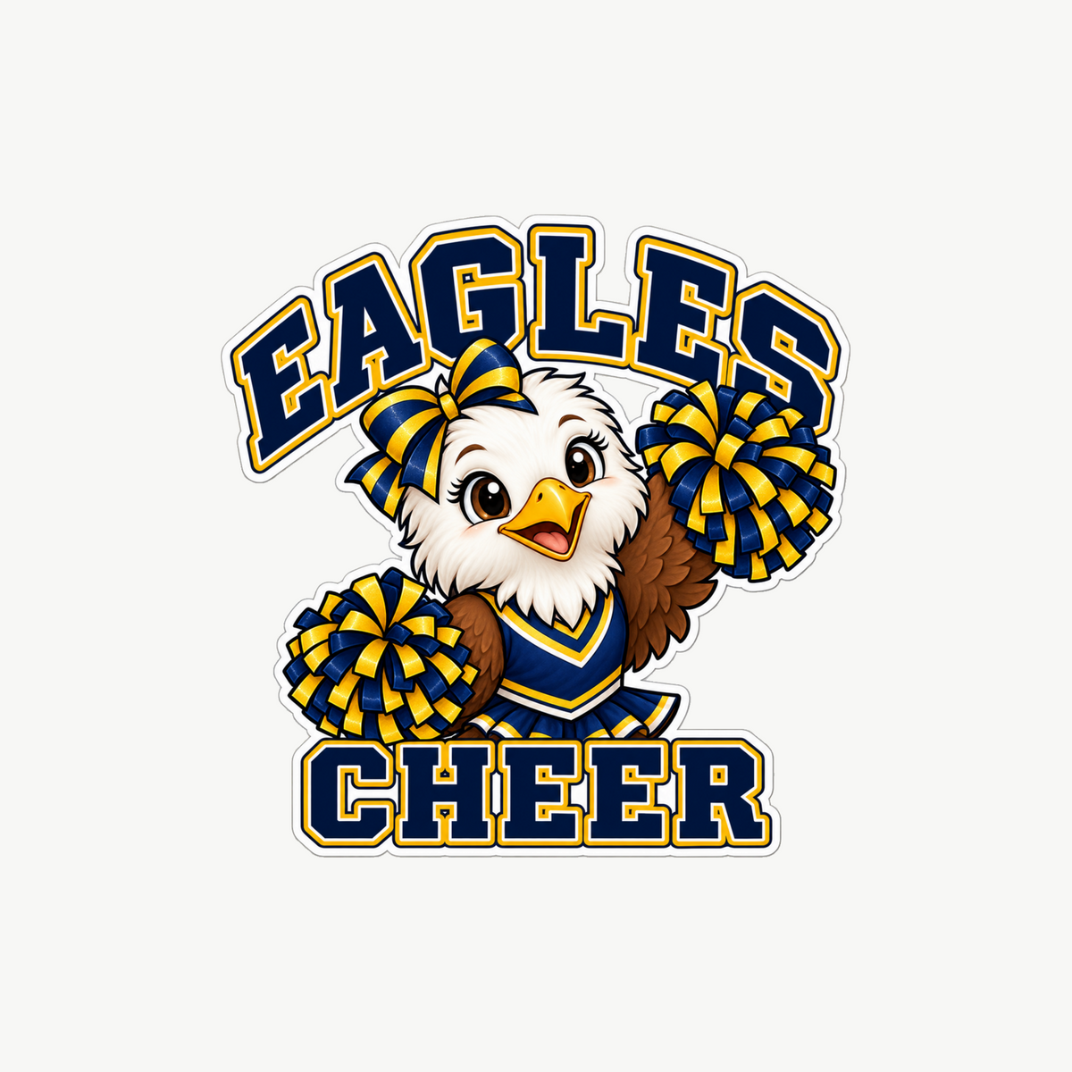 Eagles Cheer arched Little Eagles mascot sticker in navy and gold