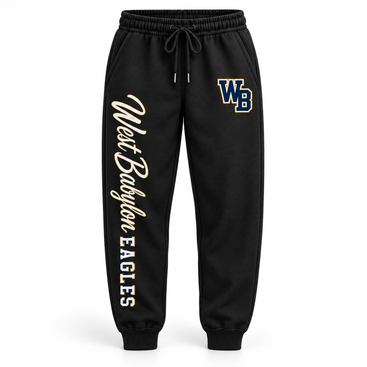 West Babylon Eagles black heritage script joggers