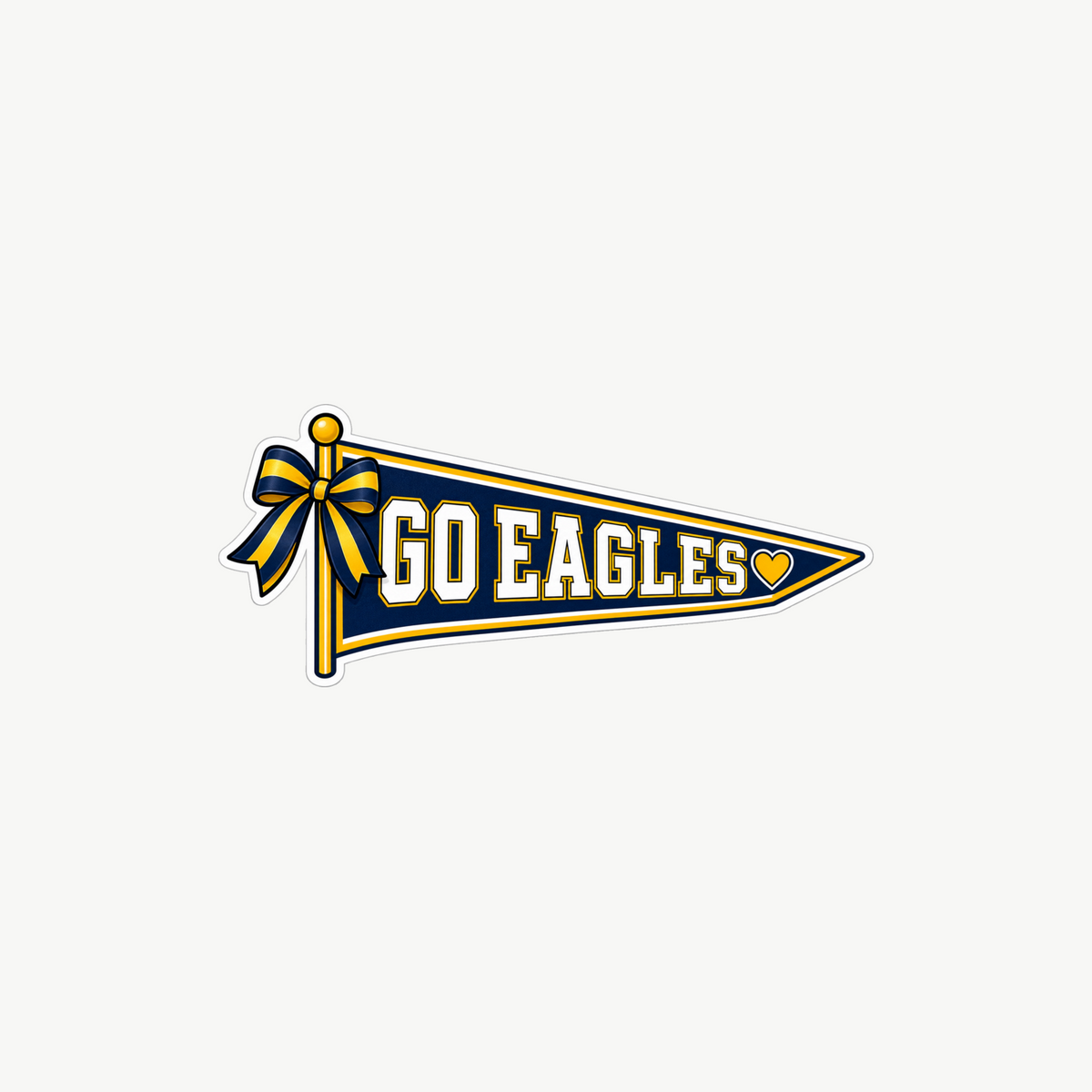 Go Eagles cheer pennant sticker in navy and gold