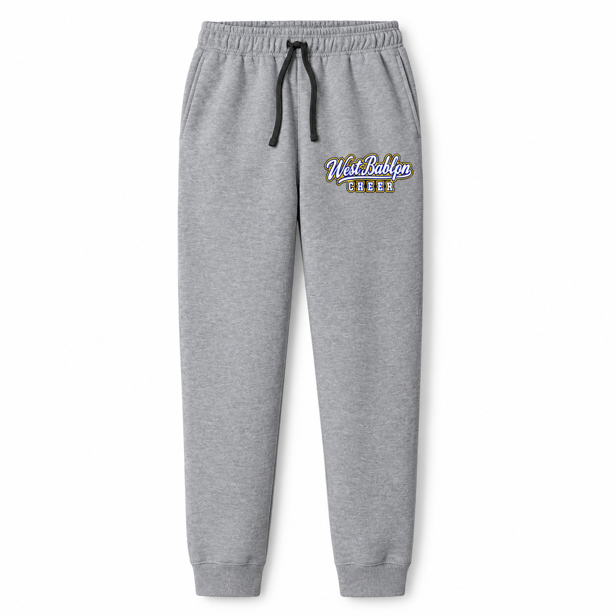 West Babylon Cheer Athletic Heather fleece joggers with collegiate script