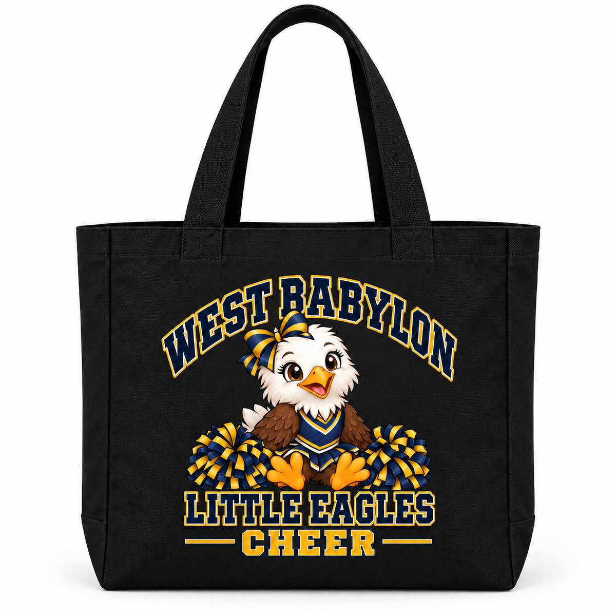 West Babylon Little Eagles Cheer black everyday canvas tote
