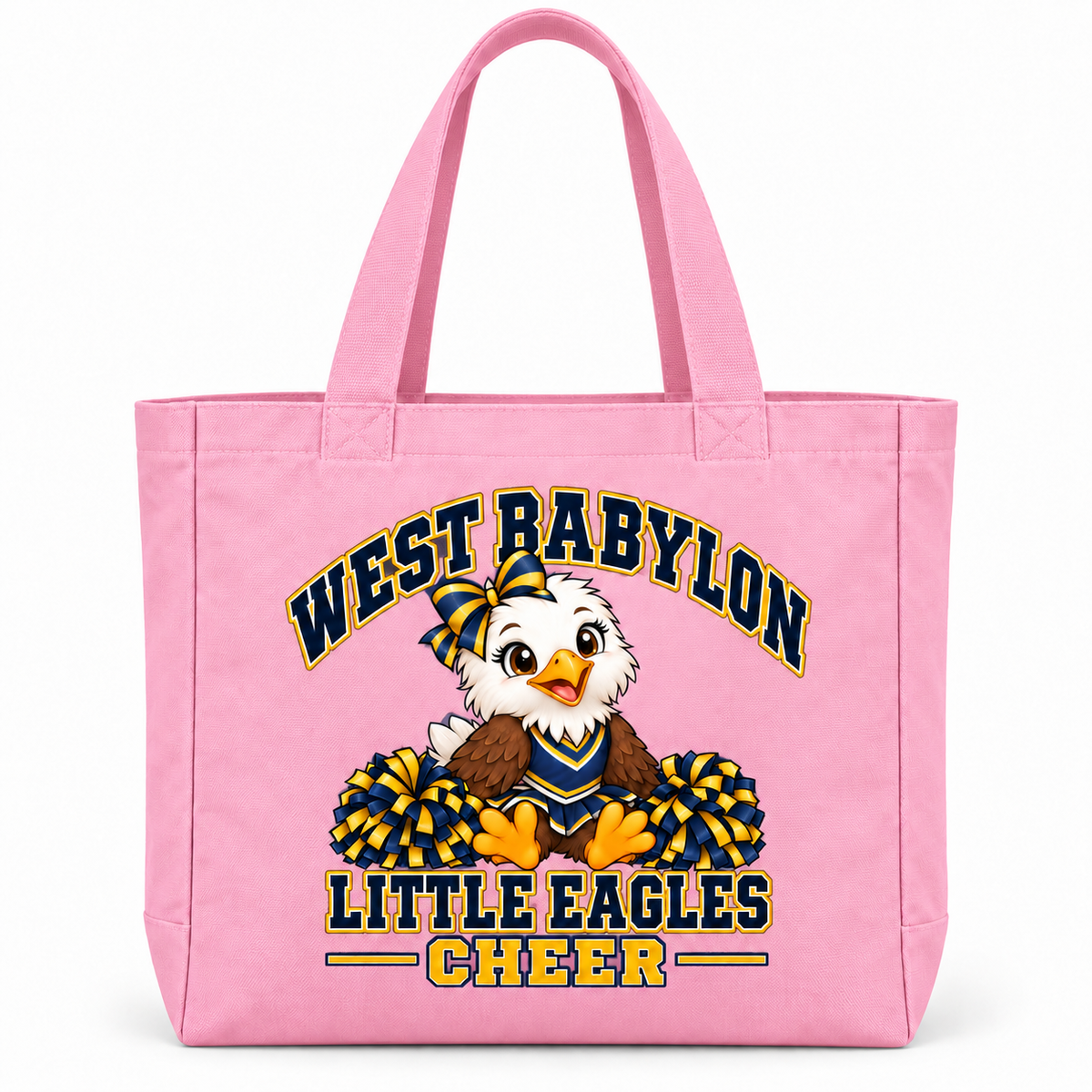 West Babylon Little Eagles Cheer light pink everyday canvas tote