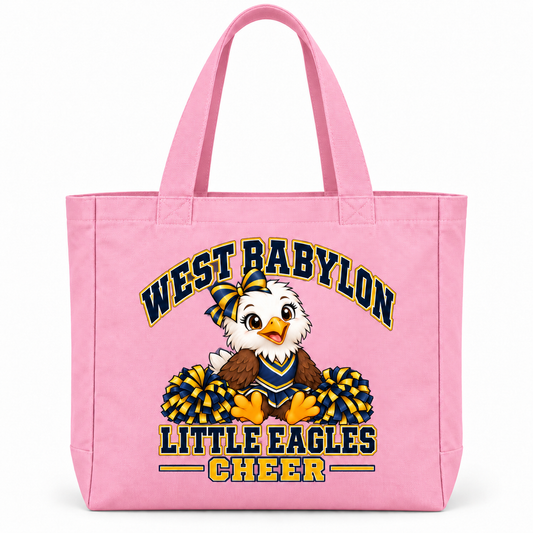 West Babylon Little Eagles Cheer light pink everyday canvas tote
