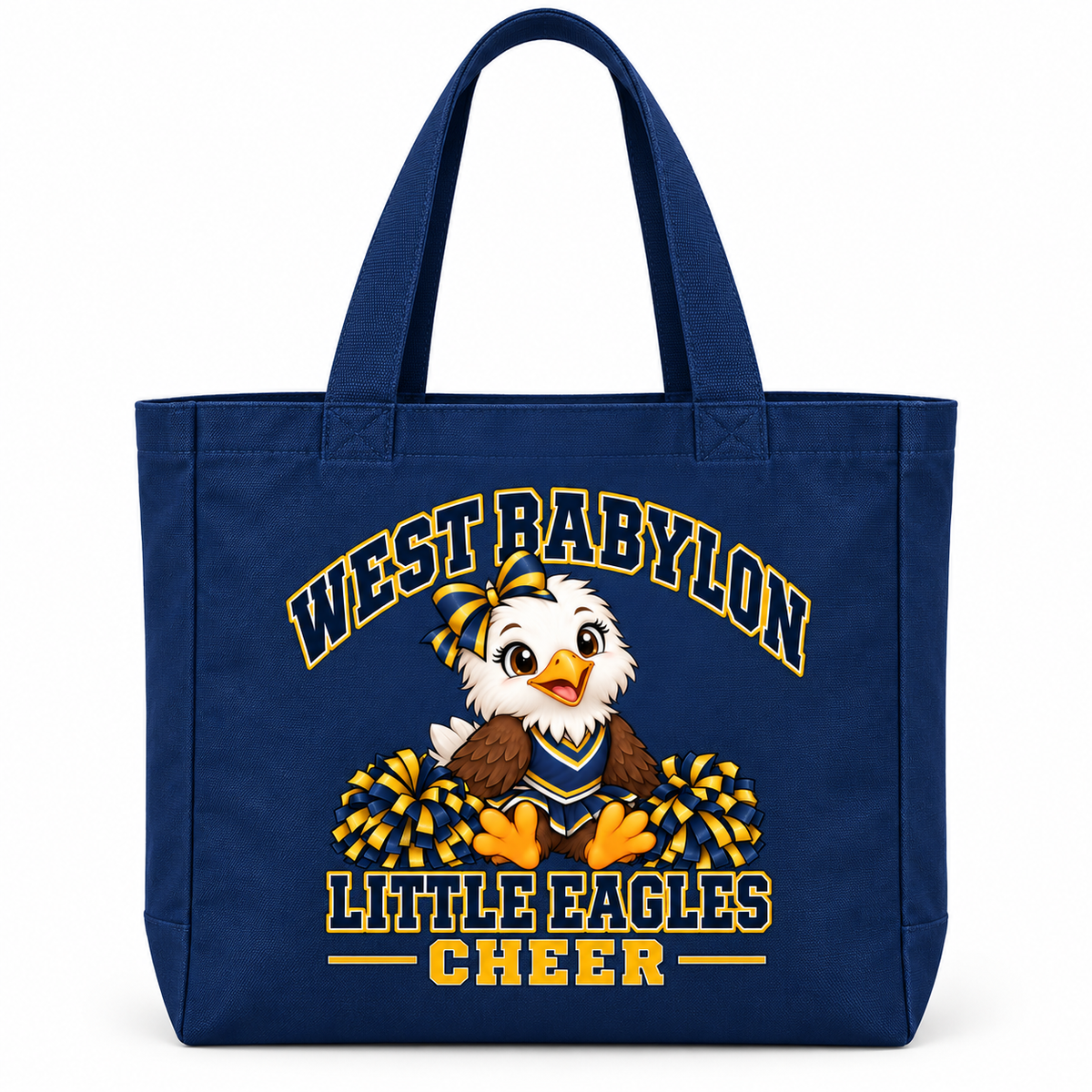 West Babylon Little Eagles Cheer navy everyday canvas tote