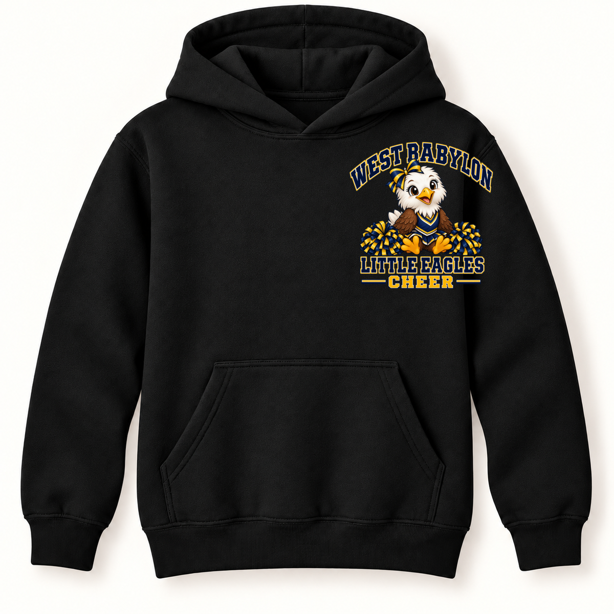West Babylon Little Eagles youth cheer hoodie in Jet Black