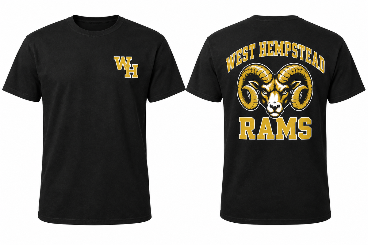 WEST HEMPSTEAD RAMS black tee front and back